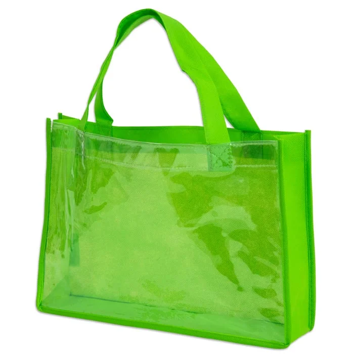 Tasche, Tasche aus Kunststoff, Transparente Tasche, Grüne Tasche, Henkeltasche