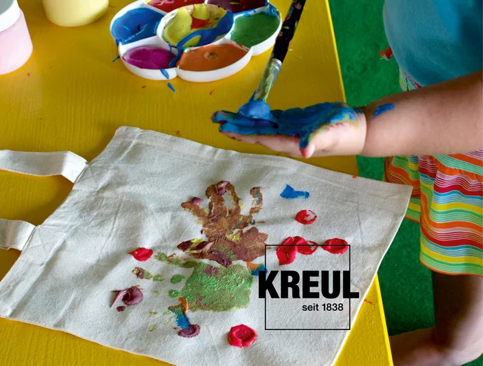 Canvas-Tasche, Kinderkunst, Handabdruck, Farbkleckse, Kreidefarben