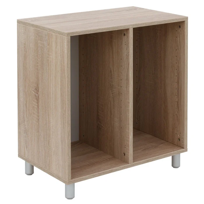 Unterbau, Holzoptik, Regalboden, zweigeteilt, Küchenschrank, 2 Fächer, Holzschrank, Laminat, Metallfüße
