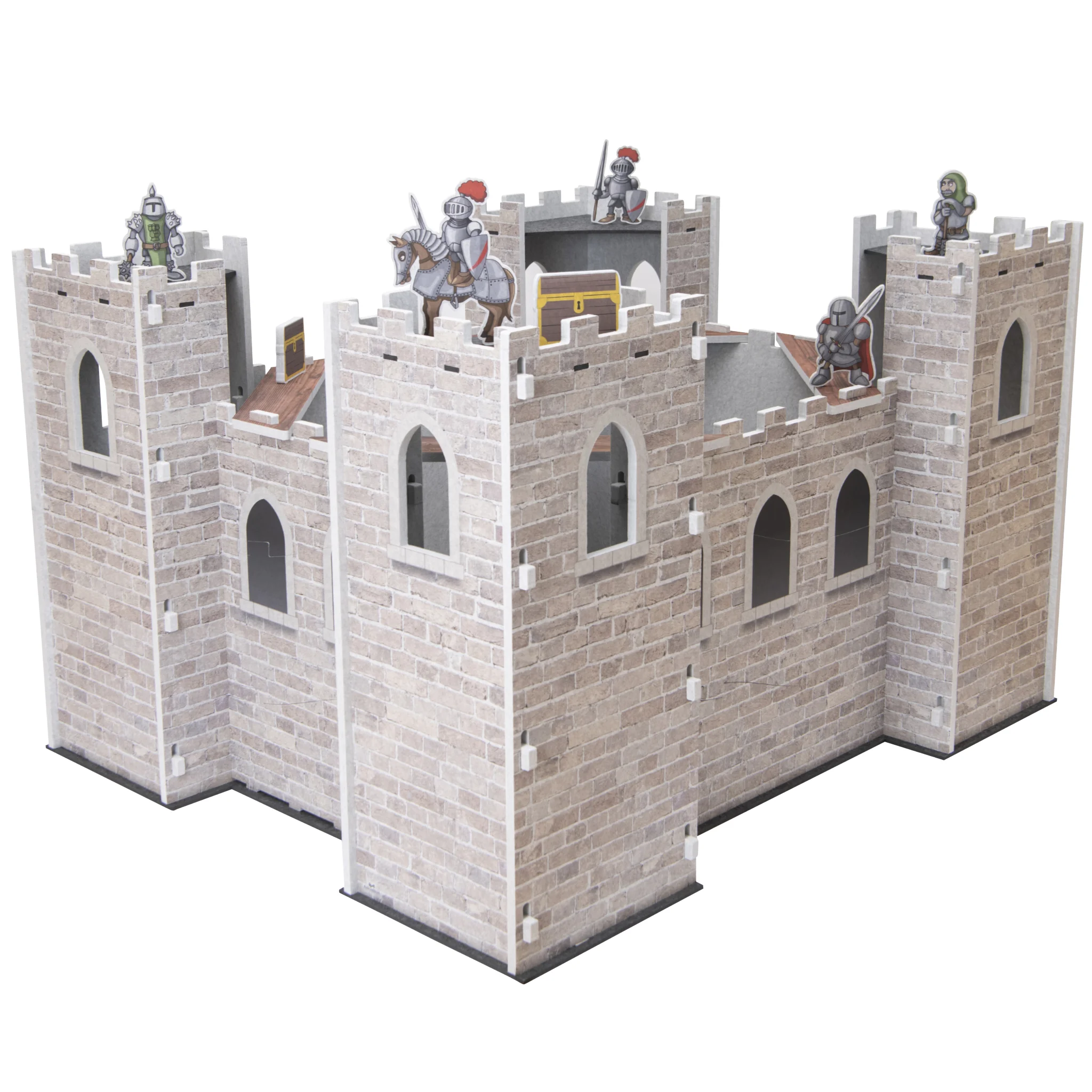Burgenmodell, Kriegerfiguren, Steinmauer, Türme, Spielzeugset