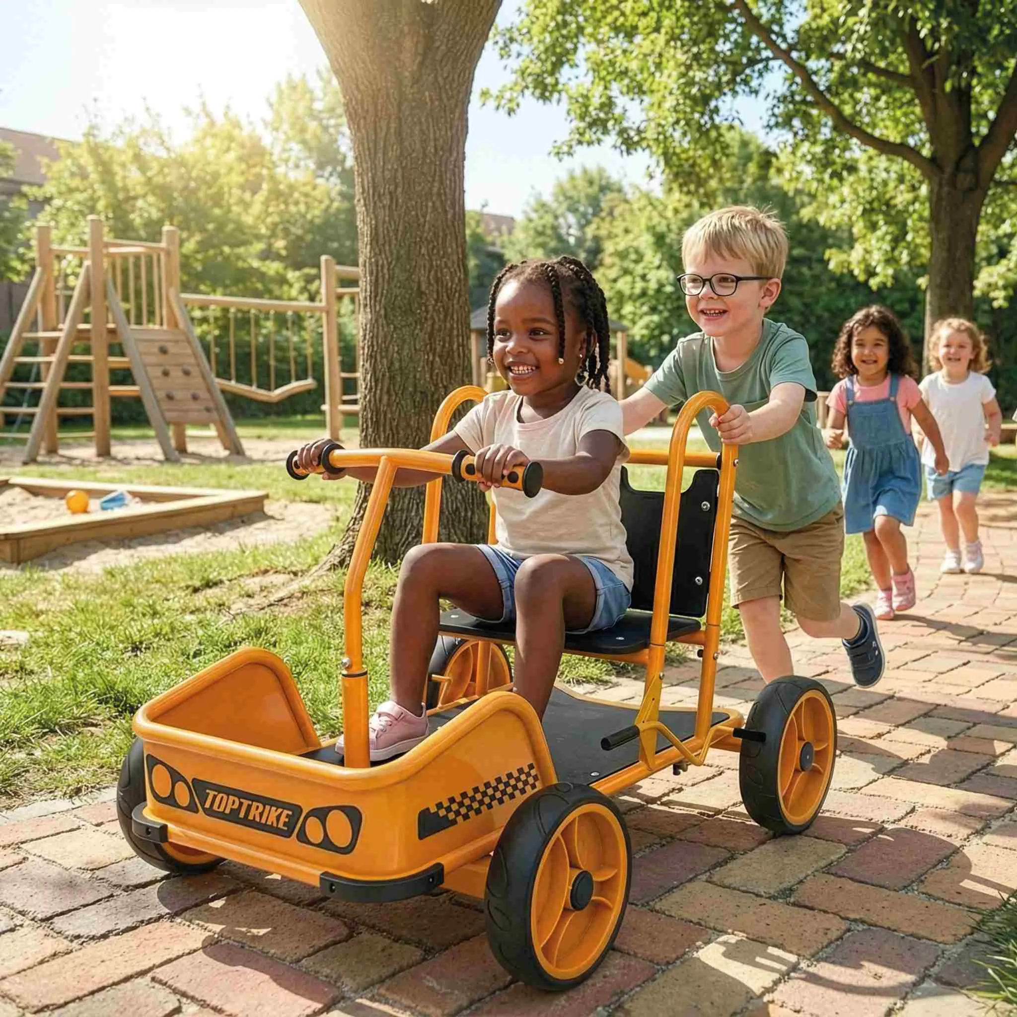 Draisine, Kinderfahrzeug, Gokart, orange, Spielplatz