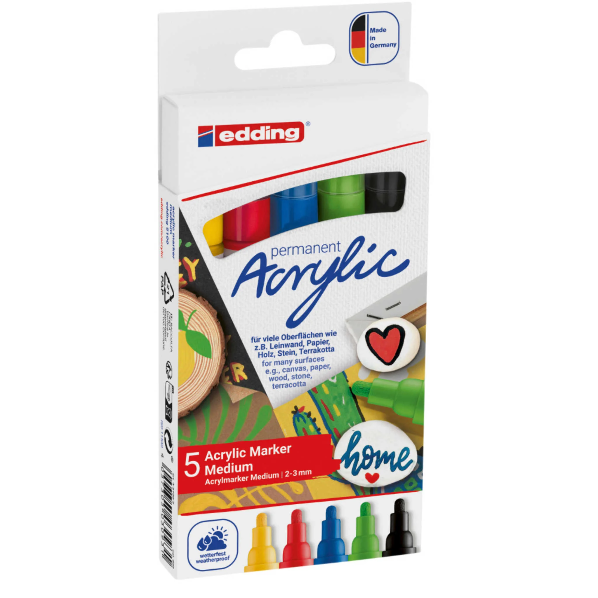 Acrylic-Marker, Permanent-Marker, Farbmarkierer, Mittlere Spitze, Setze von 5