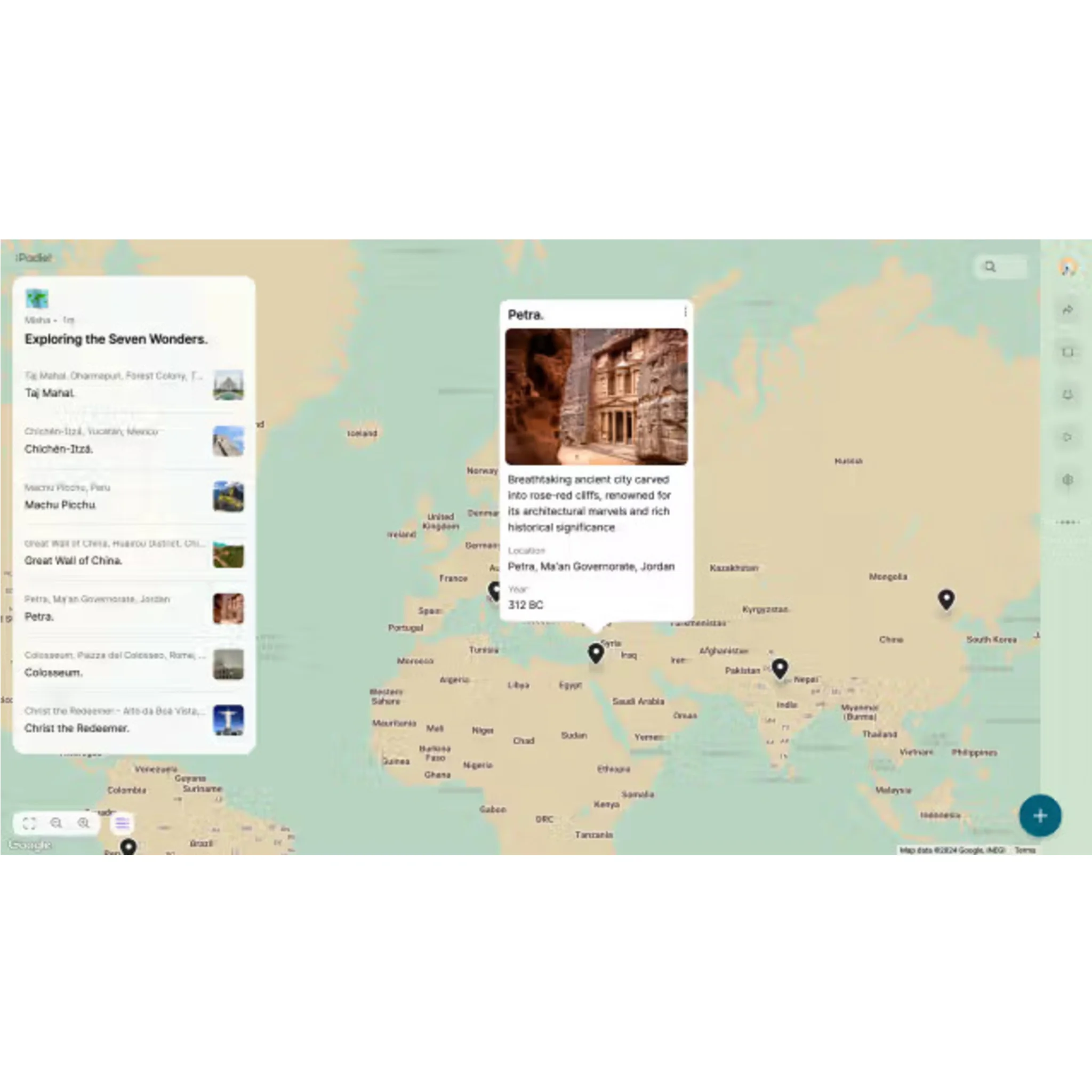 Weltkarte, Kartenoberfläche, Standort-Pins, Reise-App, Textblasen