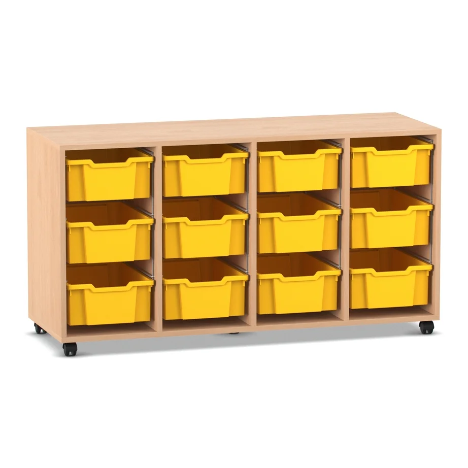 Regal PRO, 76,7 x 143,9 x 48, mit 12 Boxen, Buche hell