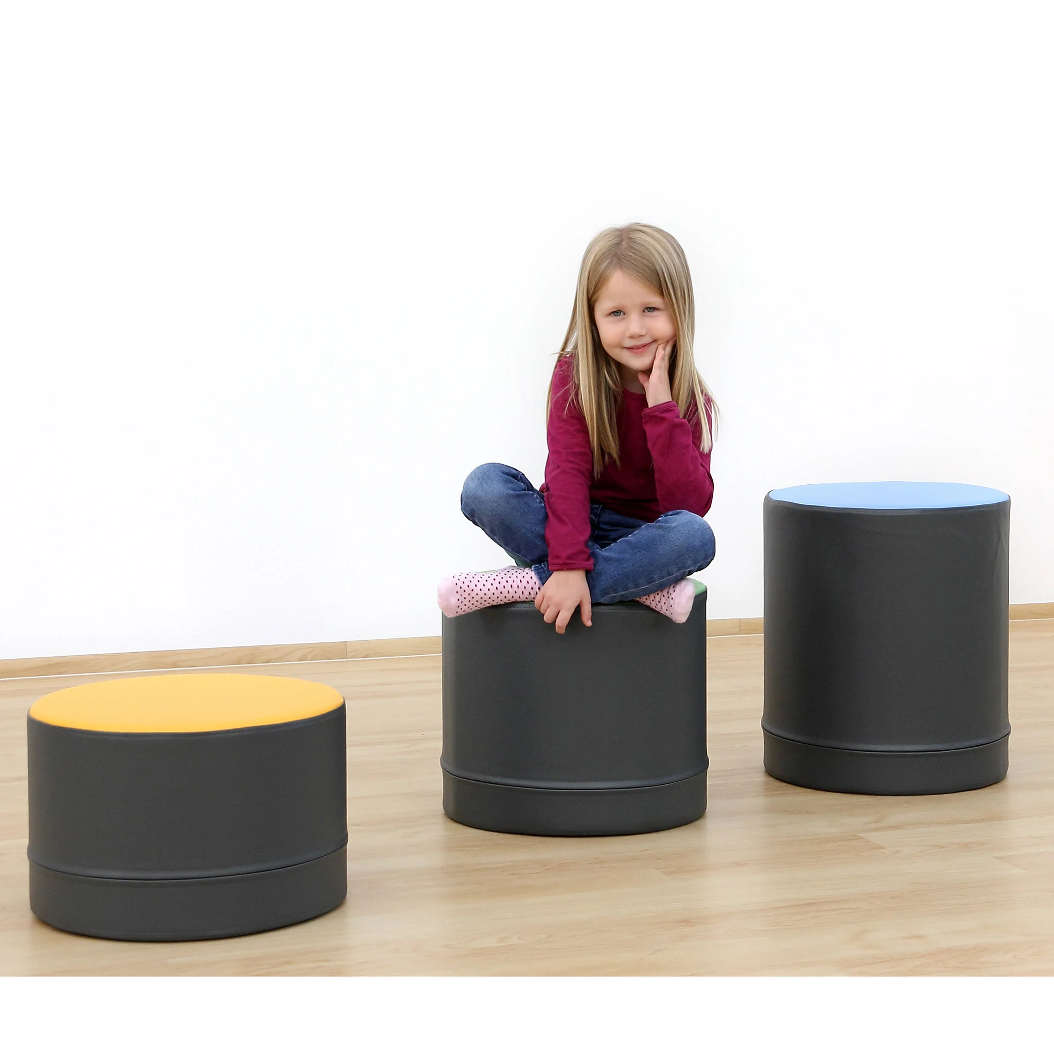 Kissenhocker, Poef, Stuhlhocker, grau, Kindersessel