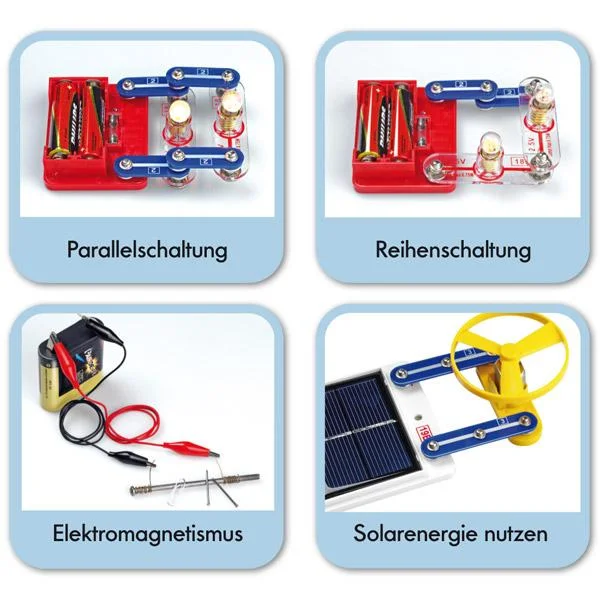 Parallelschaltung, Reihenschaltung, Elektromagnetismus, Solarenergie, Experimentierkasten