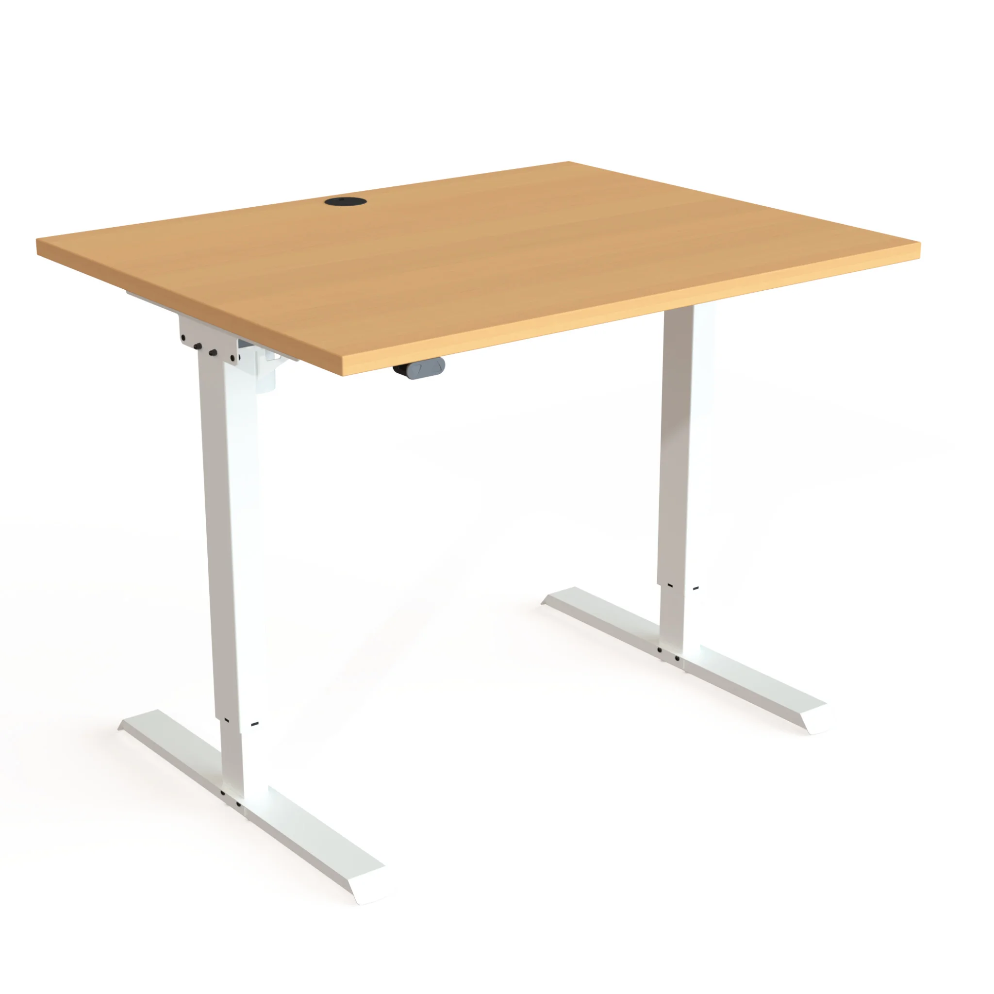 stehhilfe, schreibtisch, holzplatte, metallgestell, hochverstellbar