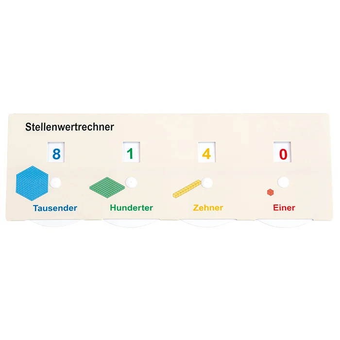 Stellenwertrechner, Stoffmengenzähler, Zahlensymbole, Zahlenwürfel, Tausender Hundert