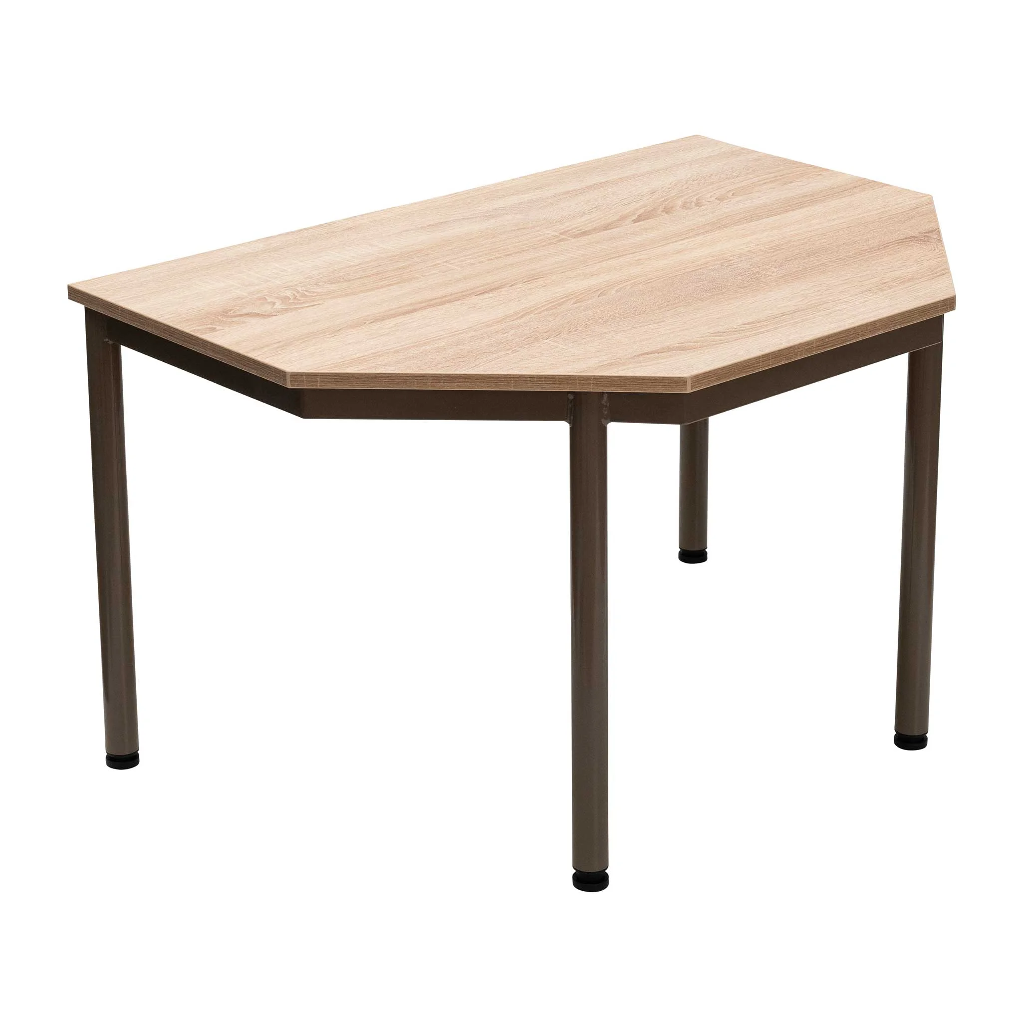 Ecktisch, Holzoptik, Runde Form, Metallbeine, Arbeitsplatztisch