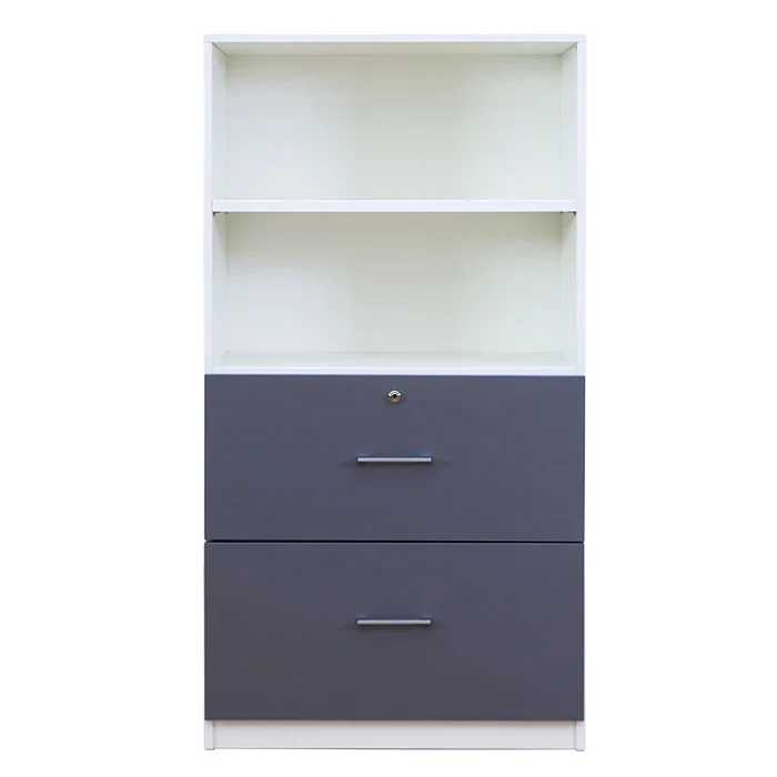 FLEXEO® Office – Schubladen-Schrank mit 2 hohen Schubladen H: 150,5 cm, Bogengriff mit Schloss