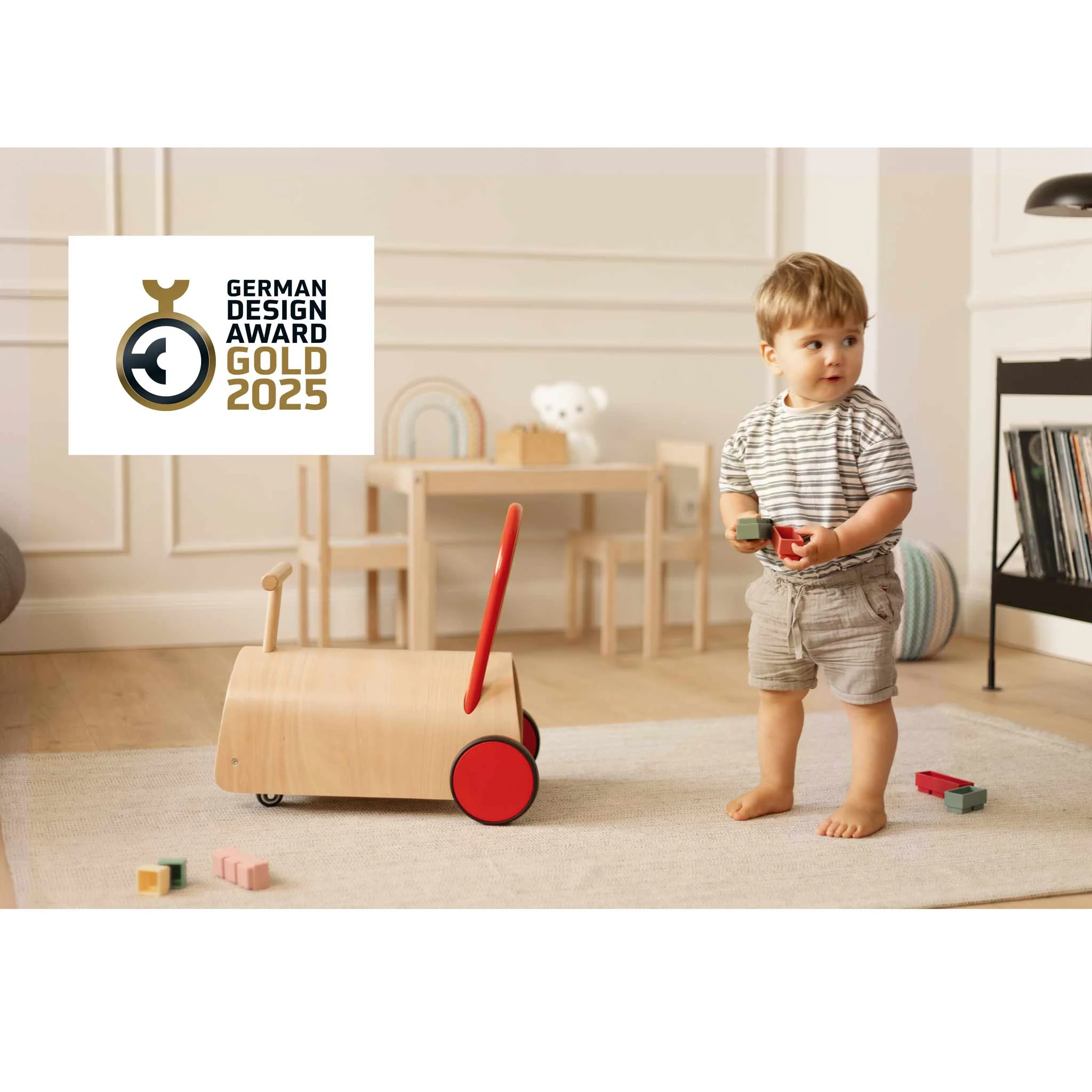 Kinderwagen-Block, Holzspielzeug, Kleinkind, Lauflernwagen, Spielzeugauto