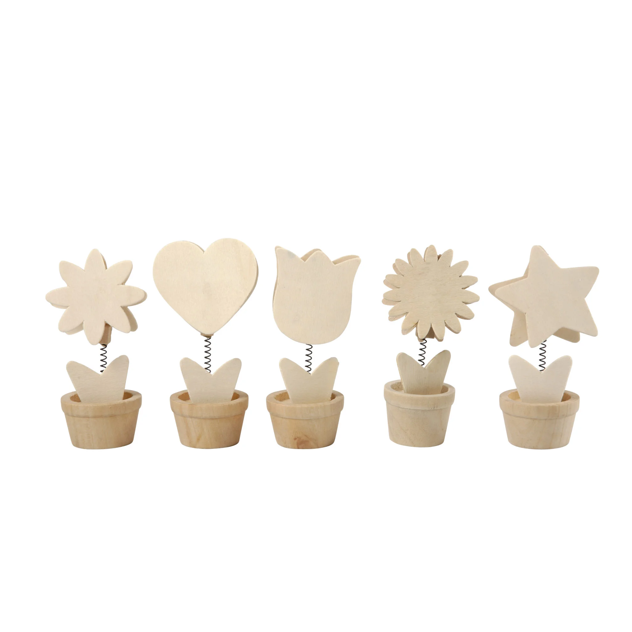 Holzdeko, Blumentopf-Form, Herz, Stern, Naturholz
