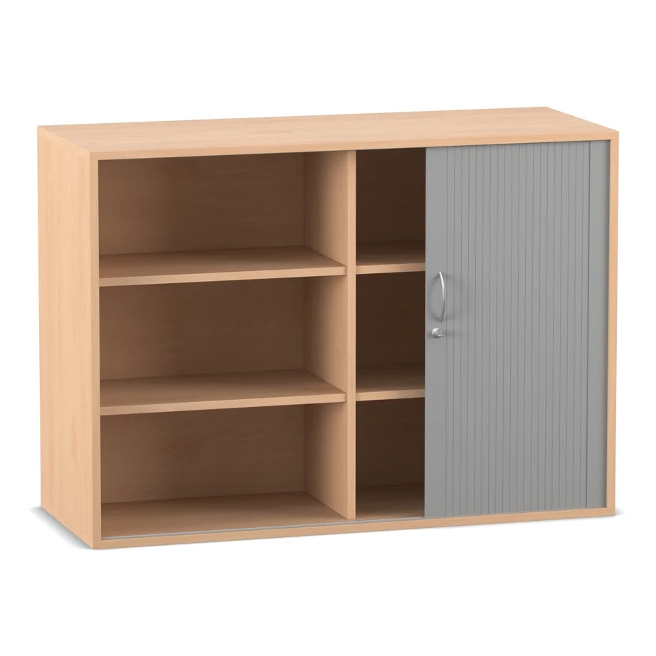 Aufsatz-Rollladenschrank, 90,9 x 126,4 cm, mit Mittelwand, Buche hell