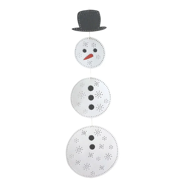 Schneemann, Girlande, hängbare Dekoration, Kreise Scheiben, schwarzer Hut