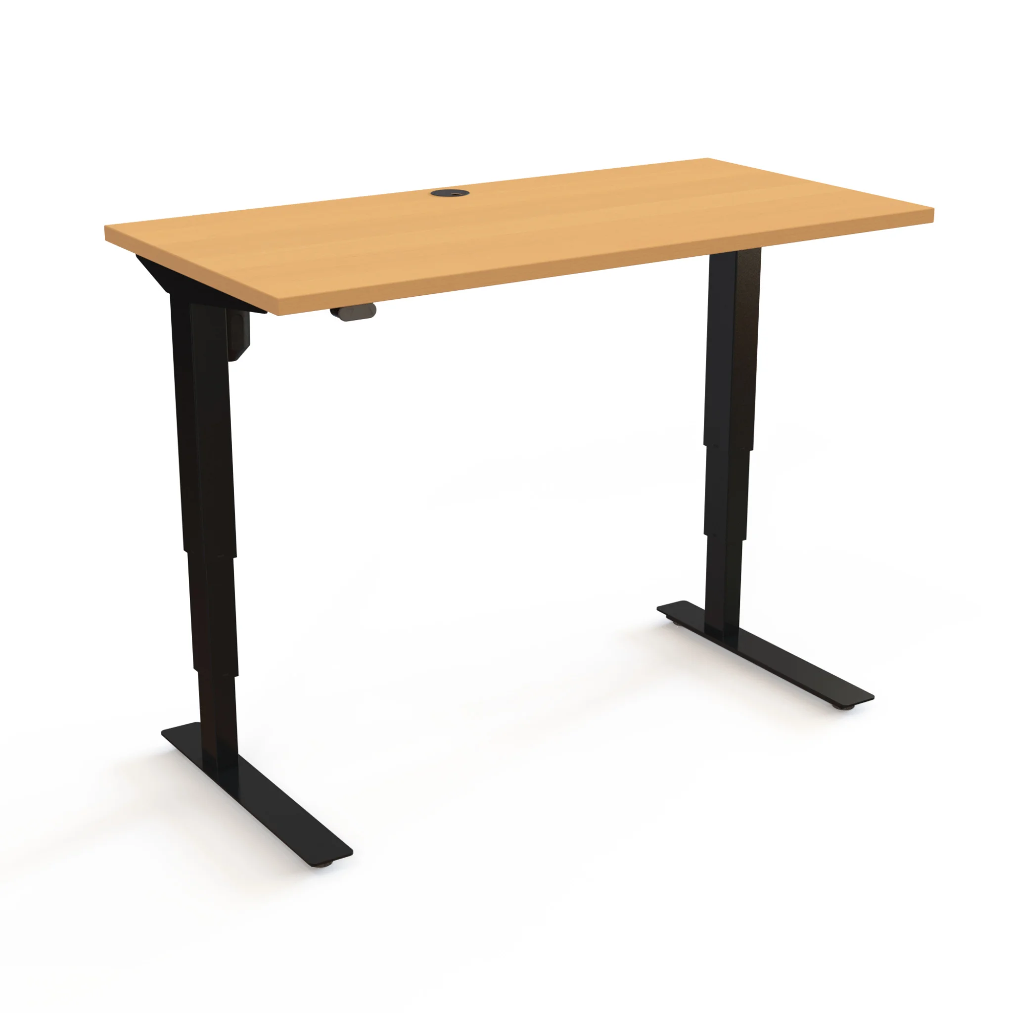 Schreibtisch, verstellbar, Steh-Schreibtisch, Holzplatte, schwarze-Beine