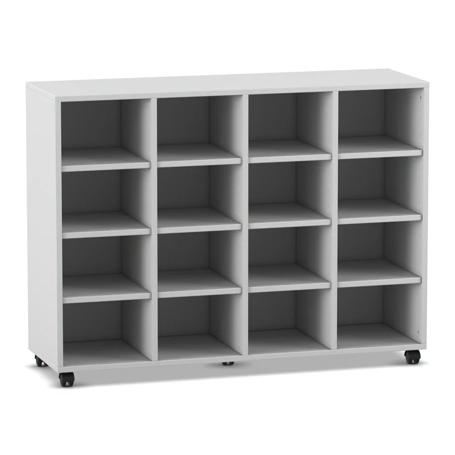 Regal, Schubladenregal, 4-Spalter, mobil, Holzoptik