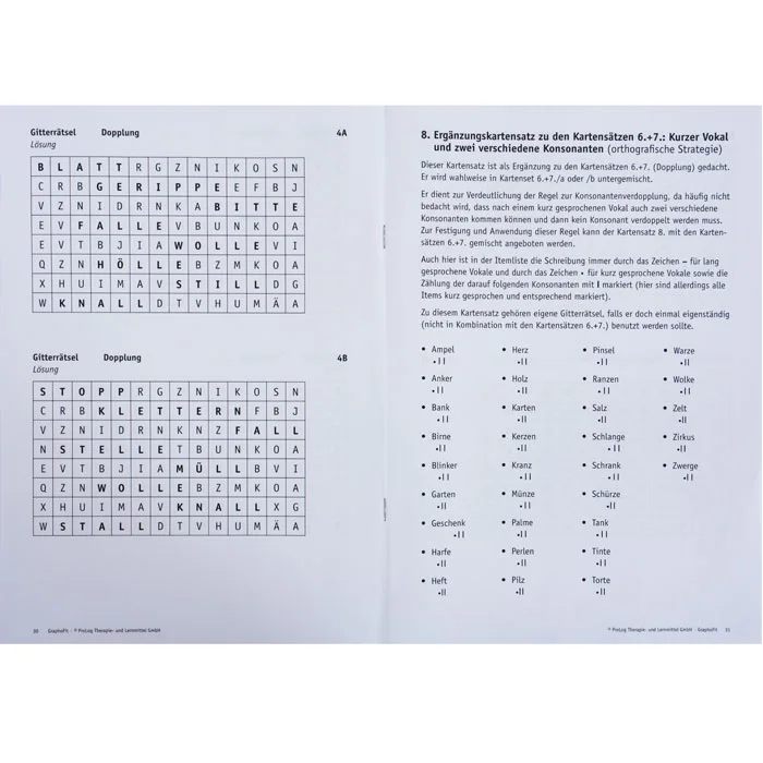 Wortgitter, Gitterrätsel, Dopplung, Kartenrätsel, Lösungen