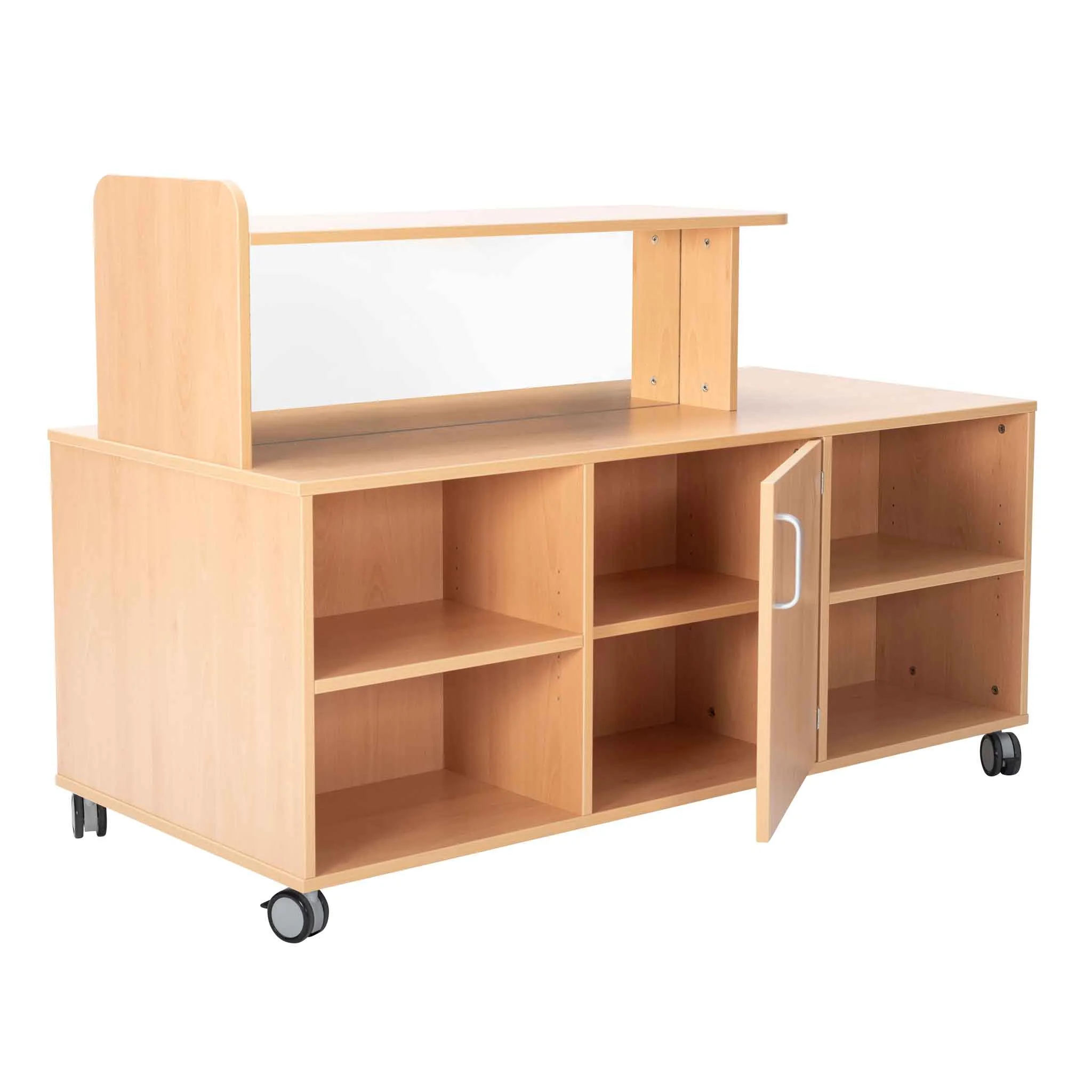 Küchenwagen, Rollbarer Unterschrank, Holz, Schrank mit Türen, Lagerregal