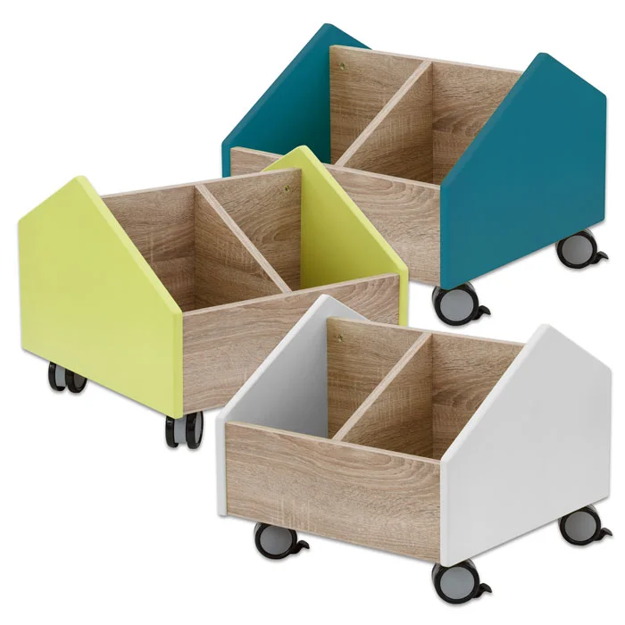 Rollcontainer, Wagen, Holz, Kastensystem, Kunststoffrollen
