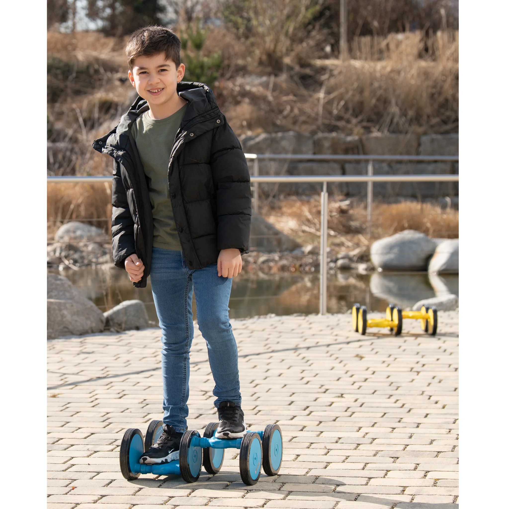 Scooter, Roller, Kinder, Jeans, Mantel