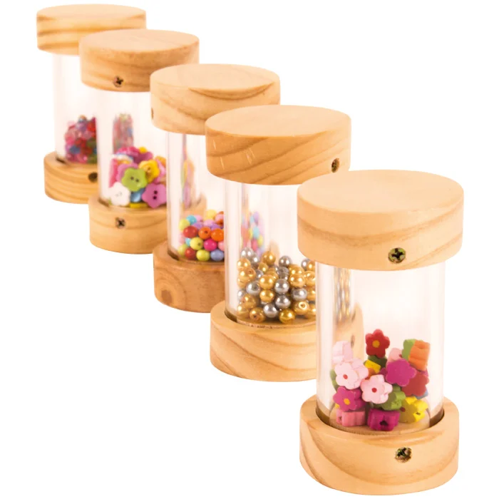 Glasflasche, Perlenfüllung, Holzkappe, Bastelbedarf, kleine Perlen