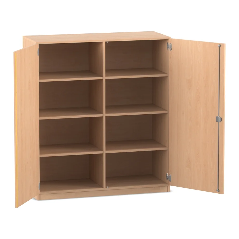 Mittelhoher Schrank - Breite: 126,4 cm, Buche hell