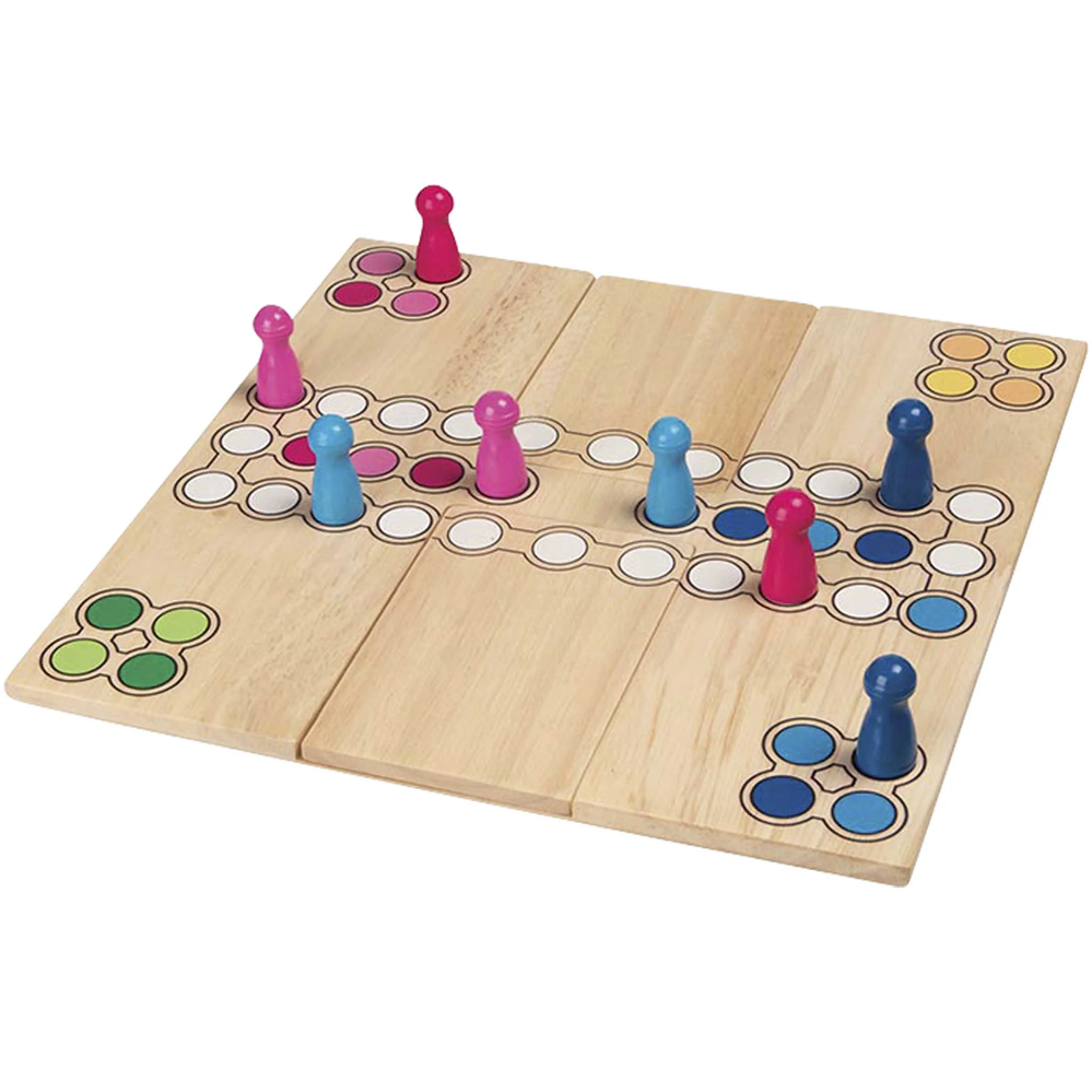 Ludo, Holzbrett, Holzspiel, Stücke, Mehrfarbig