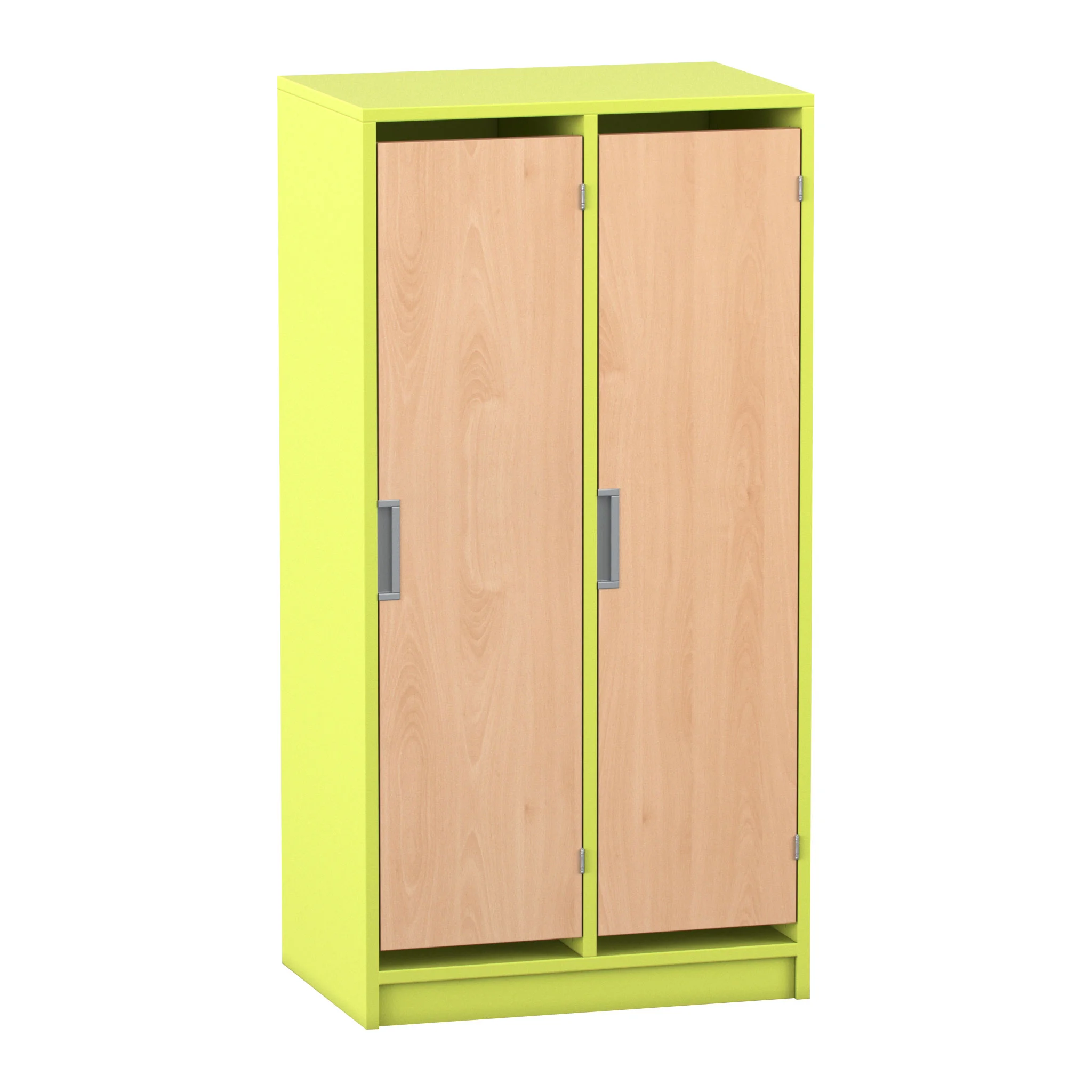 Schrank, Schrank aus Holz, Doppel-Türer, Korpus in Neon-Grün, Hängeschrank