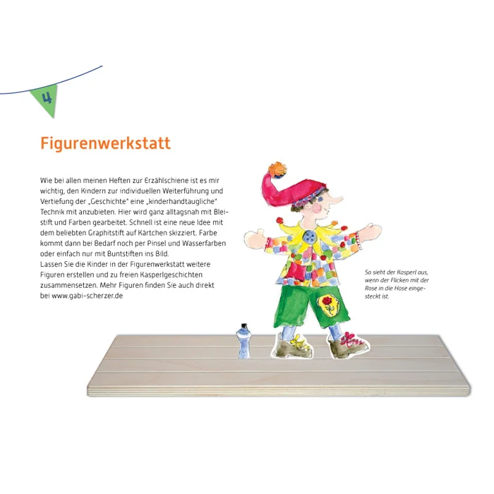 Figurwerkstatt, Puppe, Spielzeug, Bunte Kleidung, Holzplatte