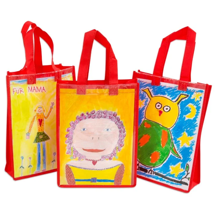 Tasche, Bunte Kunsttasche, Kinderbeutel, Geschenktasche, Bedruckte Tasche