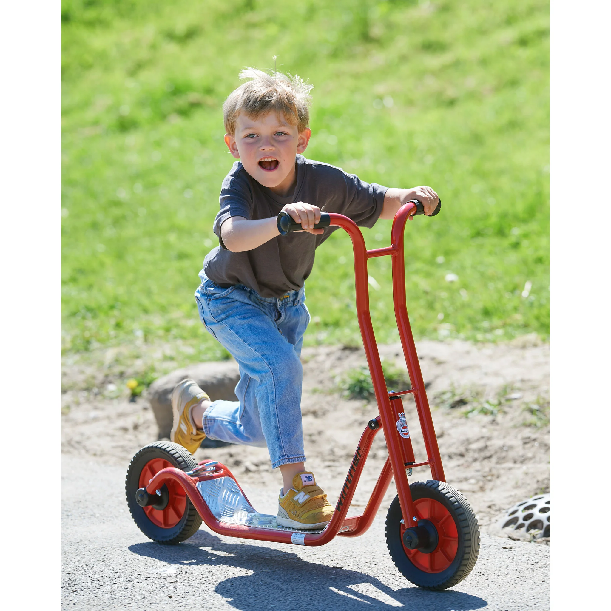 Kinderroller, Scooter, Rot, Schwarz, Gummireifen