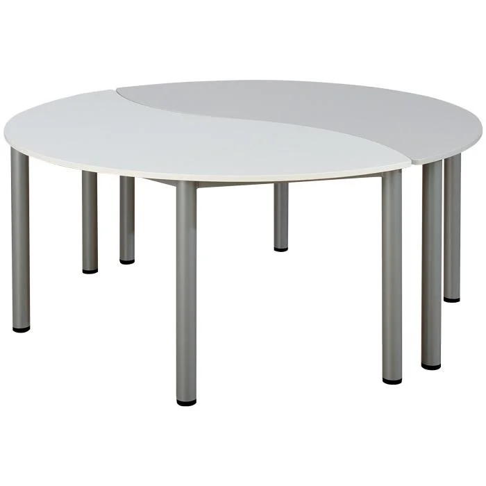 Esstisch, runde Tischplatte, Klapptisch, Metallbeine, zwei-teilige Tischplatte