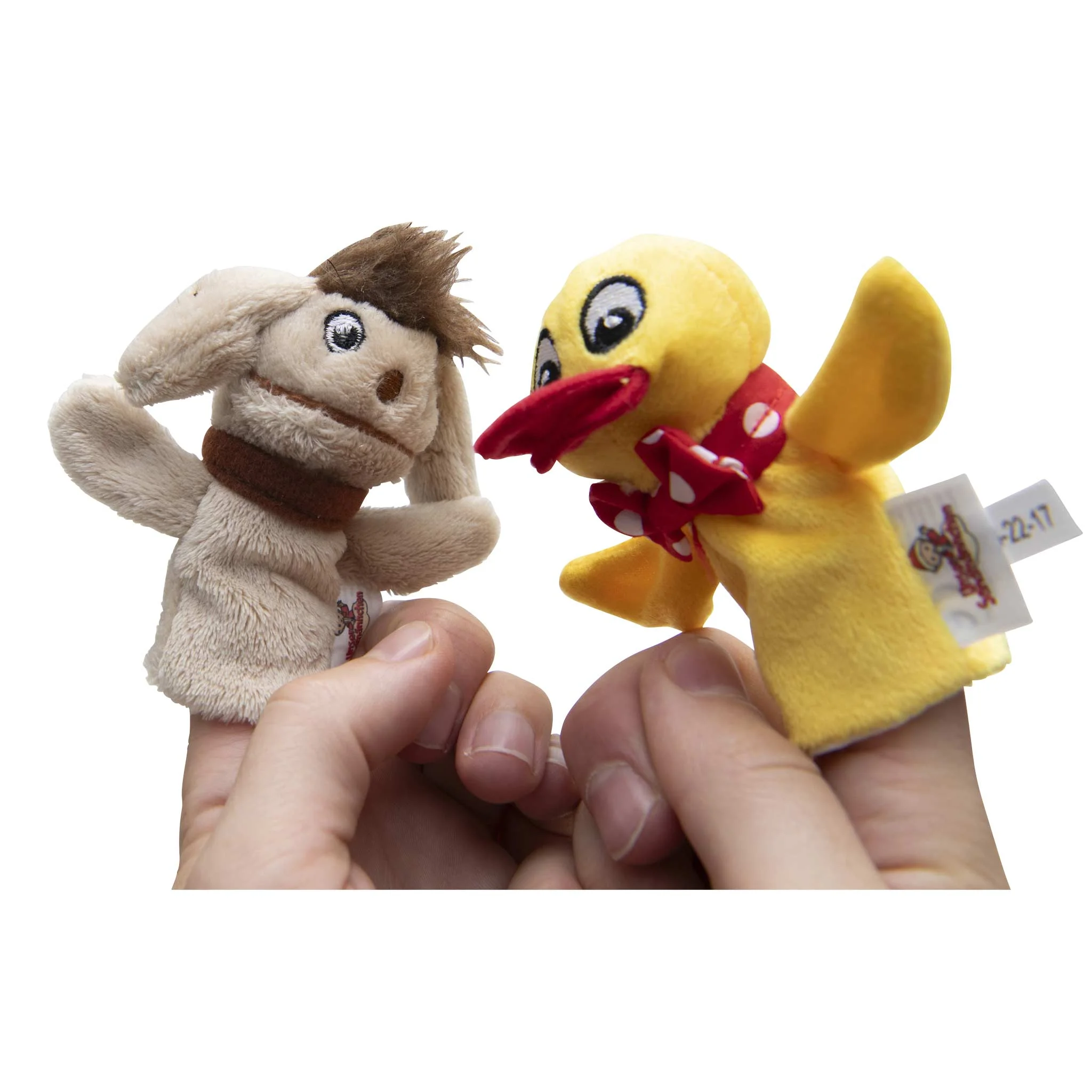 Plüschfigur, Handpuppe, Hund-Charakter, gelber Vogel, klein