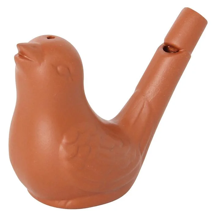 Vogelwasserpfeifen, 4er-Set aus Ton