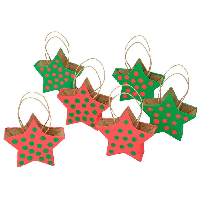 Stern Anhänger, Weihnachtsdeko, Garnkörbe, Roter Stern, Grüner Stern