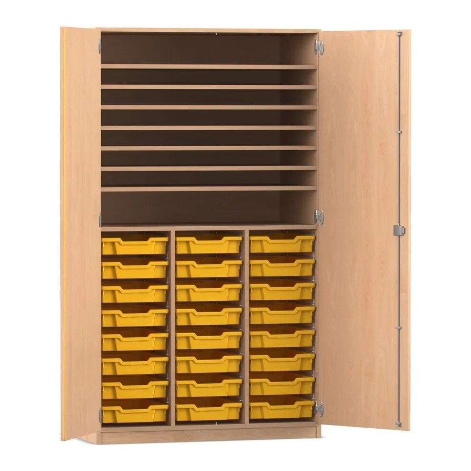 Bastelschrank - mit 24 flachen Boxen, Buche hell