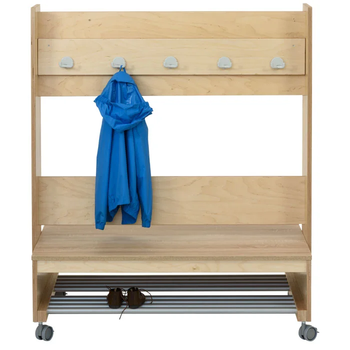Holz-Garderobe, Garderobenständer, Kleideraufbewahrung, Schuhablage, Hakenleiste