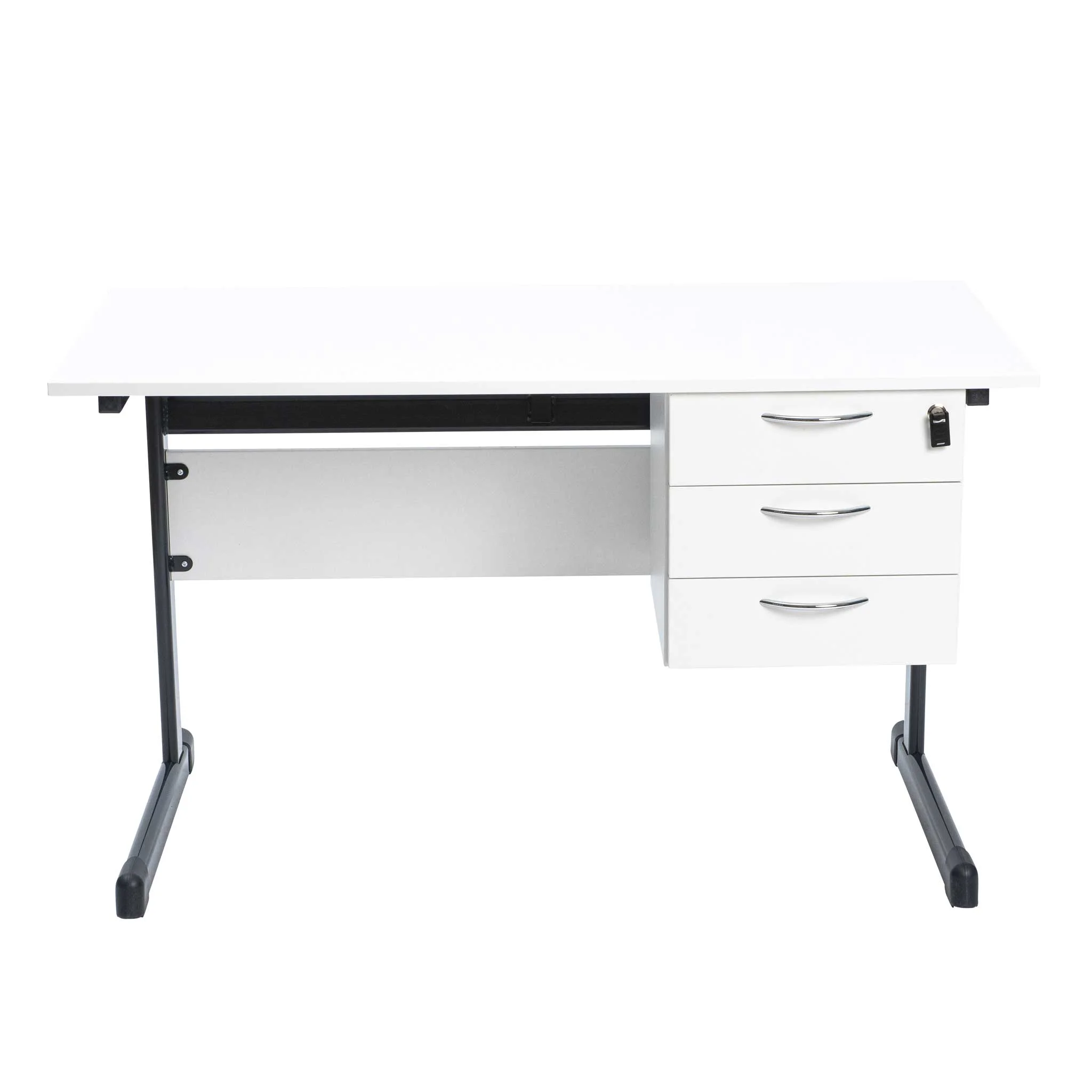 Schreibtisch, Weiß, Schubladen, Metallbeine, Arbeitsplatz