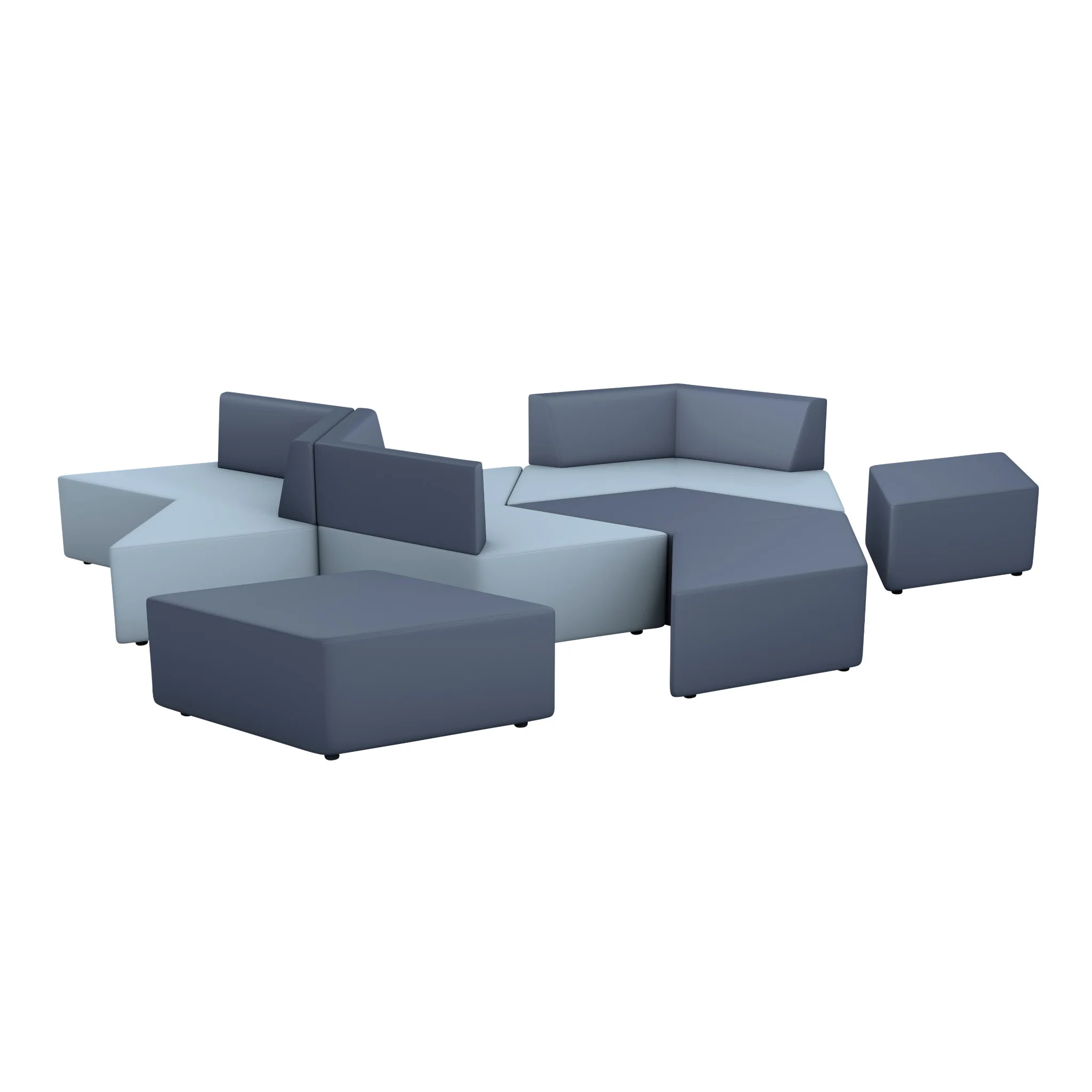 modularer sofa, Sesselgruppe, lose Kissen, bläulich-grau, Ottomane