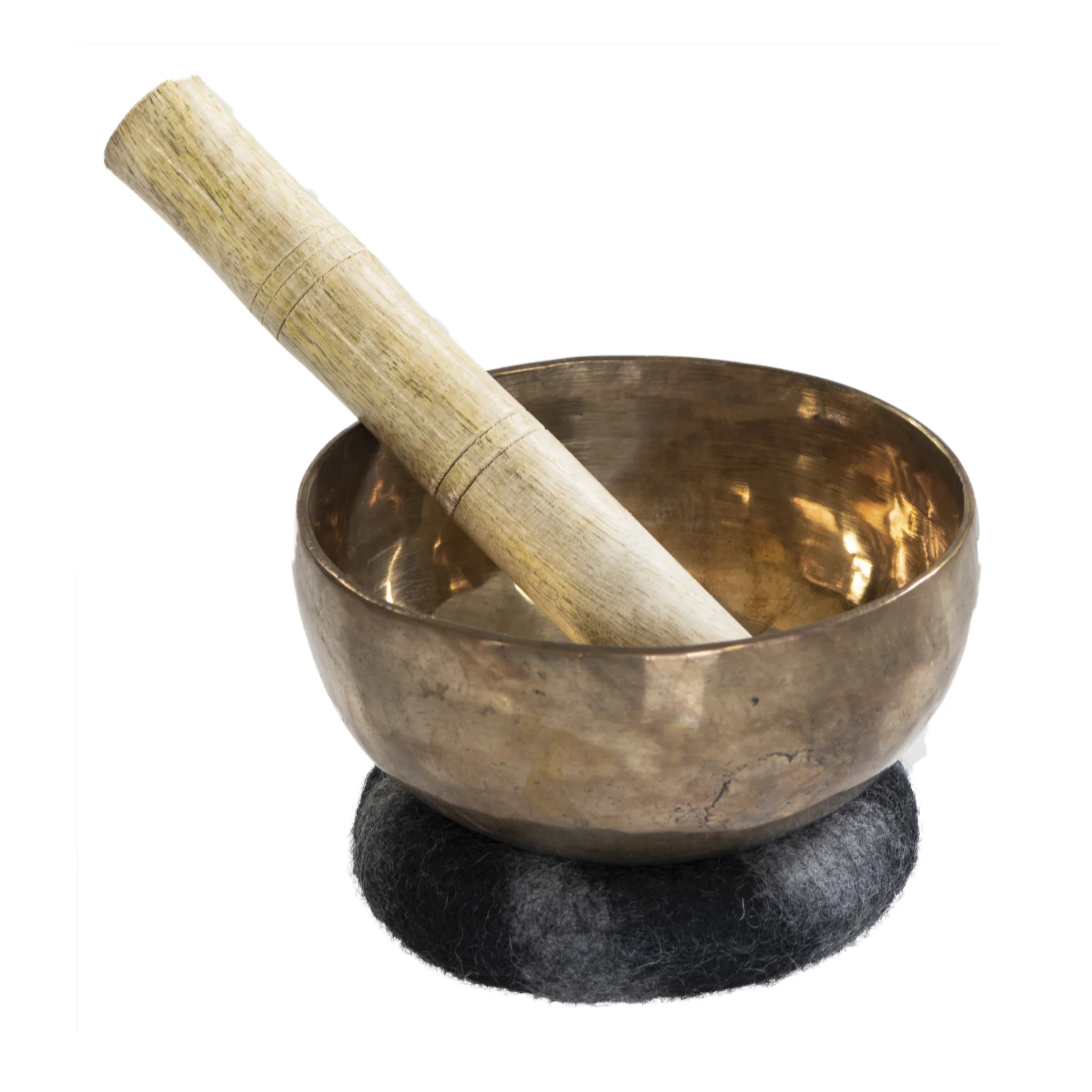 Schale aus Metall, Mörser mit Stößel, Kupfer/ Messing Schüssel, Klangbehälter, Basis aus Stein