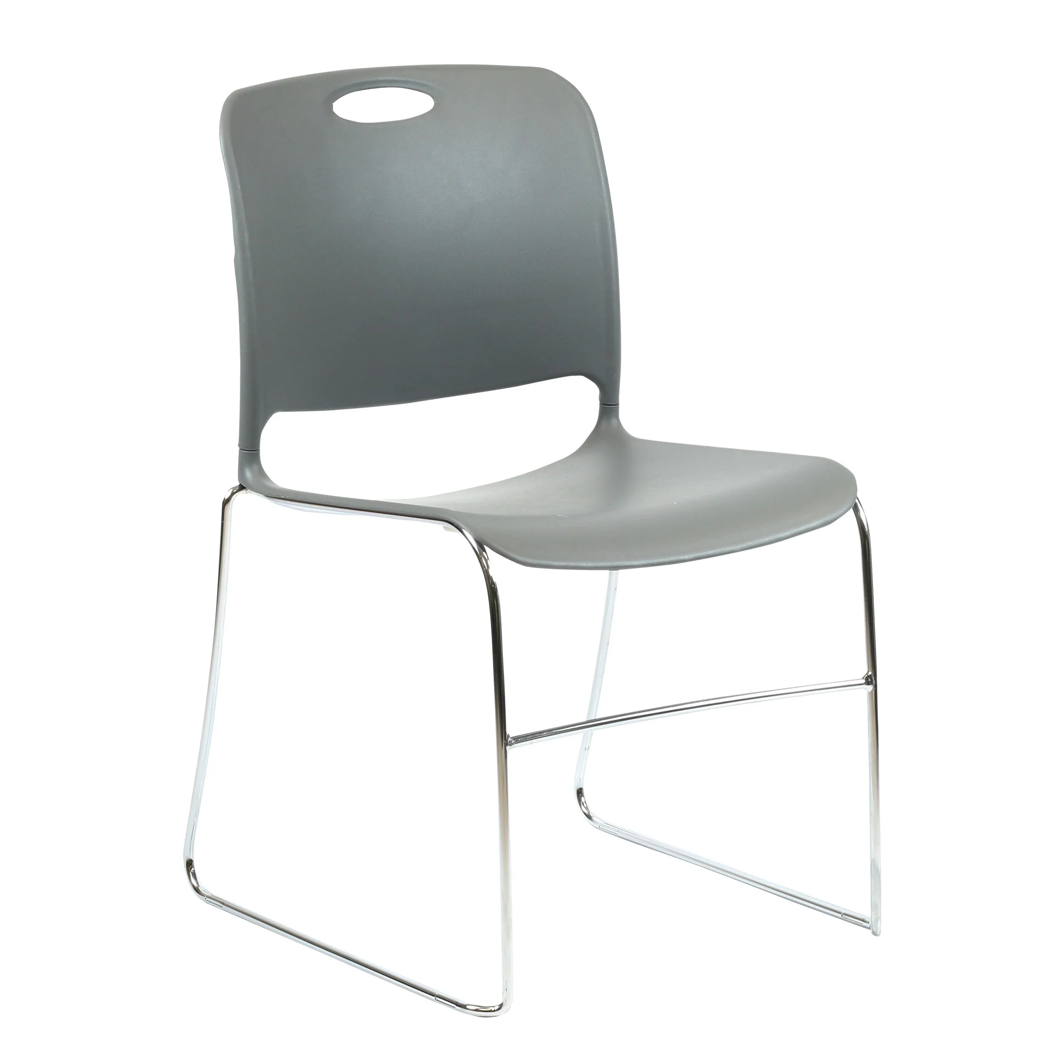 Stuhl, Kantinestuhl, Metallgestell, Polypropylen Sitz, Grau