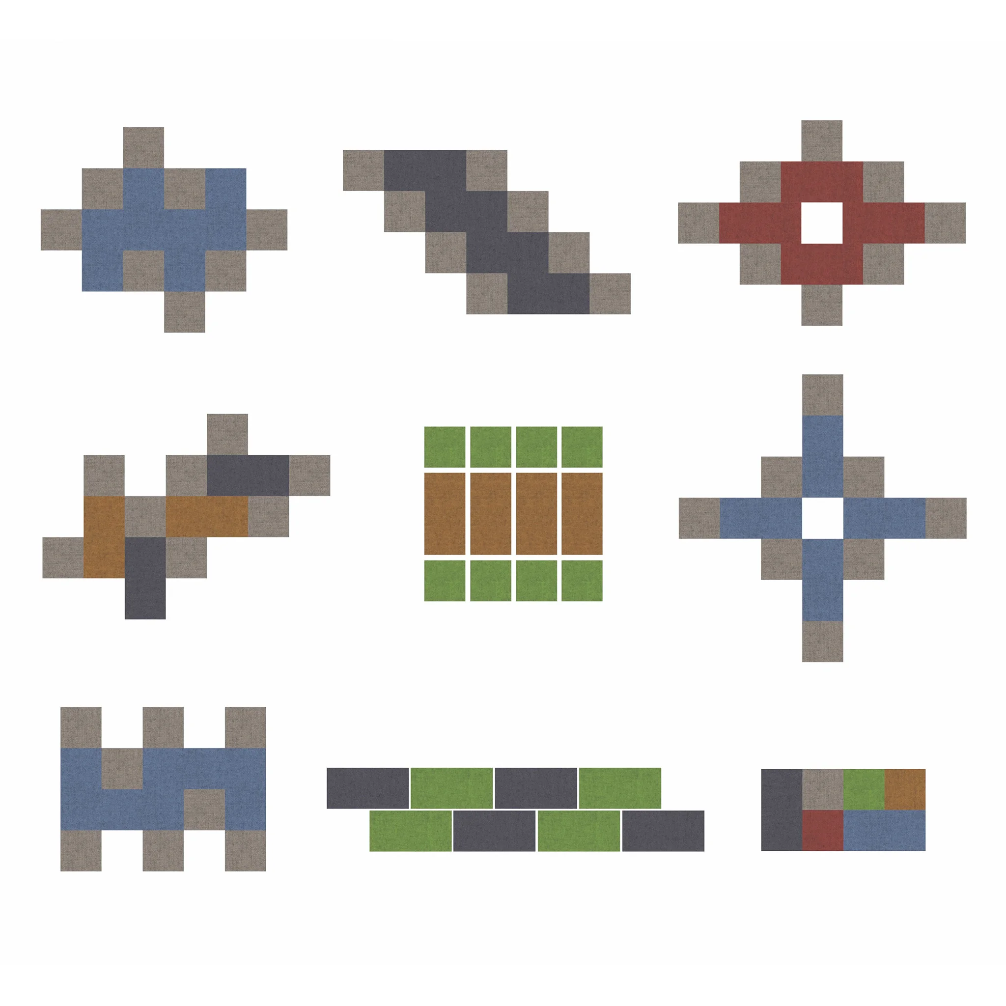 patchwork, muster aus fliesen, farbblöcke, geometrisch, stofftessellation
