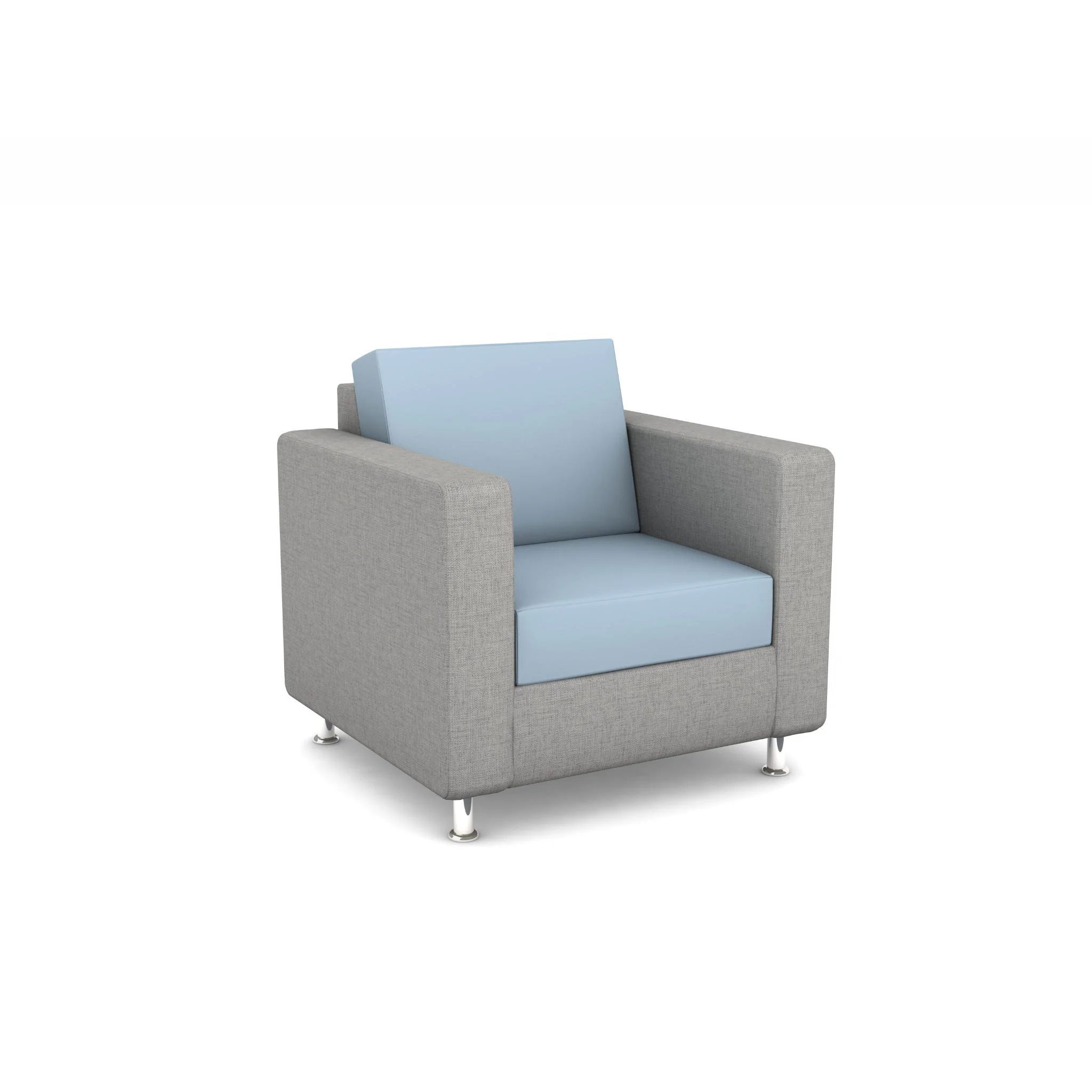 Sessel, Grau Stoff, Blaue Kissen, Modern, gepolstert