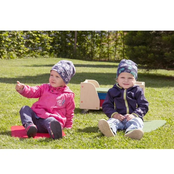 Kinderjacke, Mütze, Pink, Navy, Gartenspiel