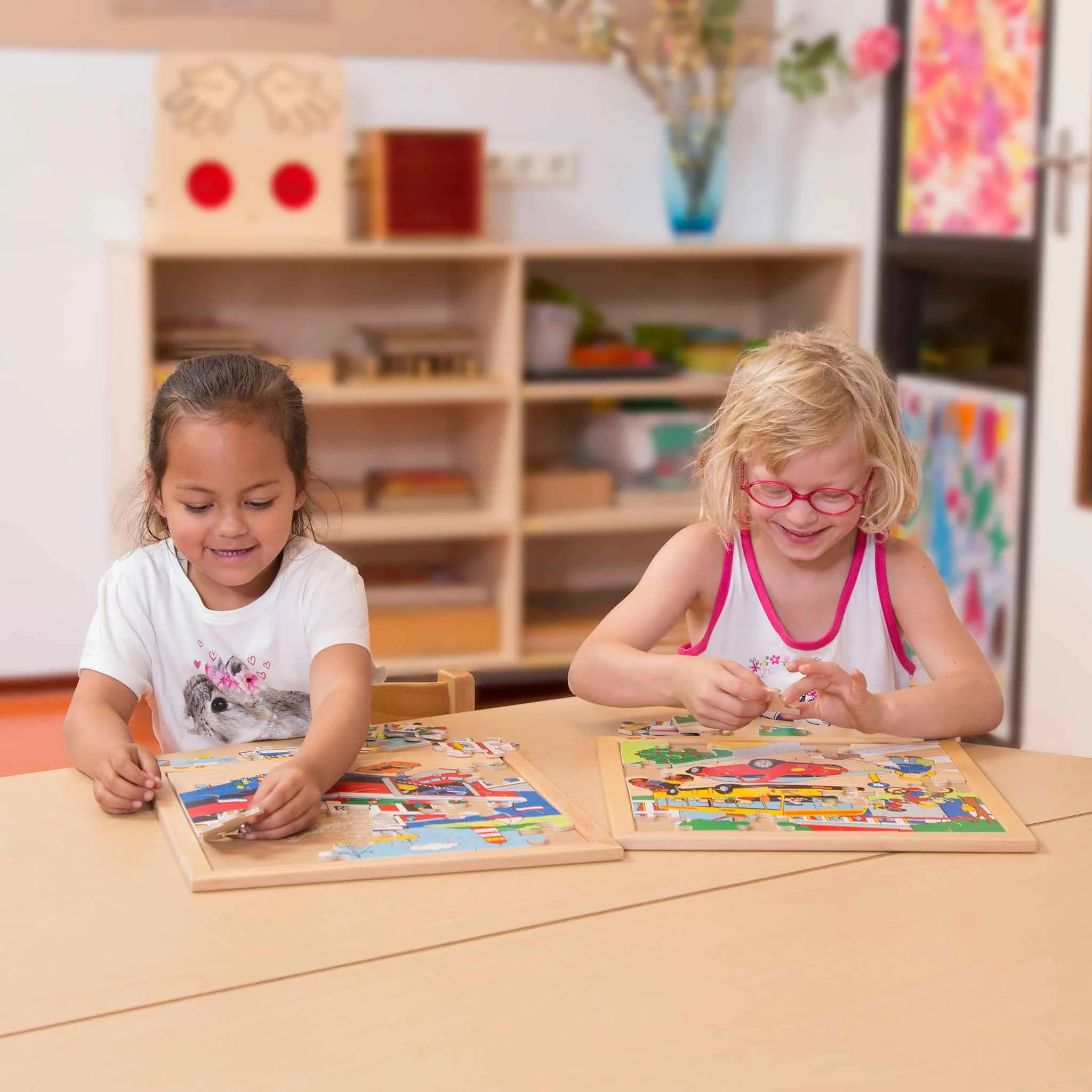 Puzzles, Kinder, Holz, Puzzle-Brett, Bunte Teile