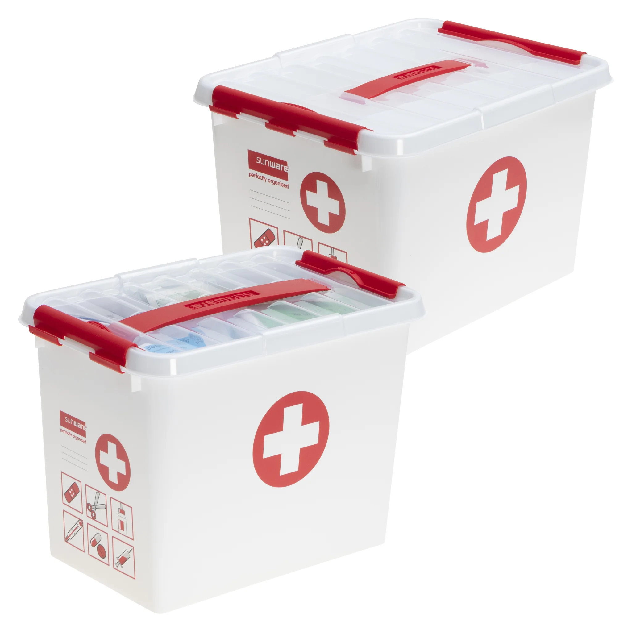 Erste Hilfe Kit, Notfallbox, Medizinische Ausrüstung, Rotes Kreuz Symbol, Kunststoffbox
