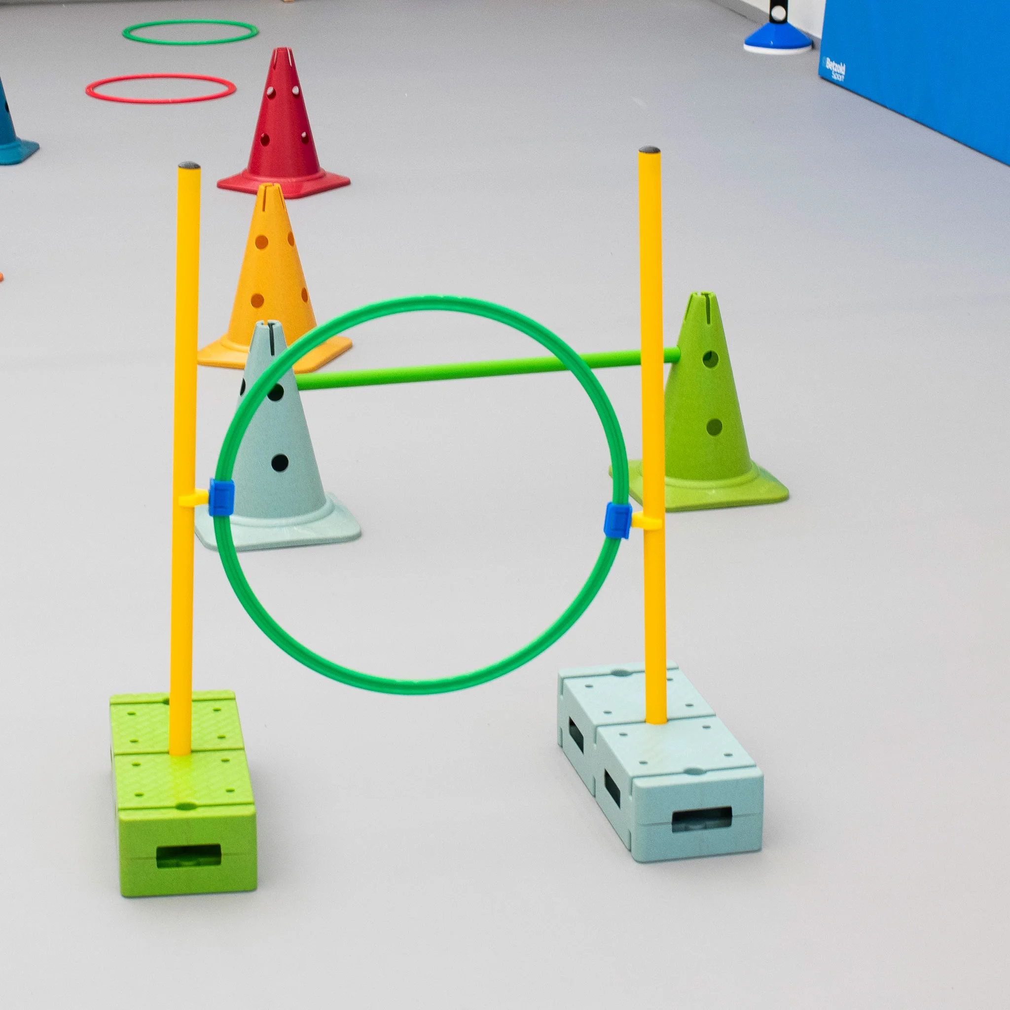 agility obstacle, hurdle set, ring obstacle, colorful cones, training equipment