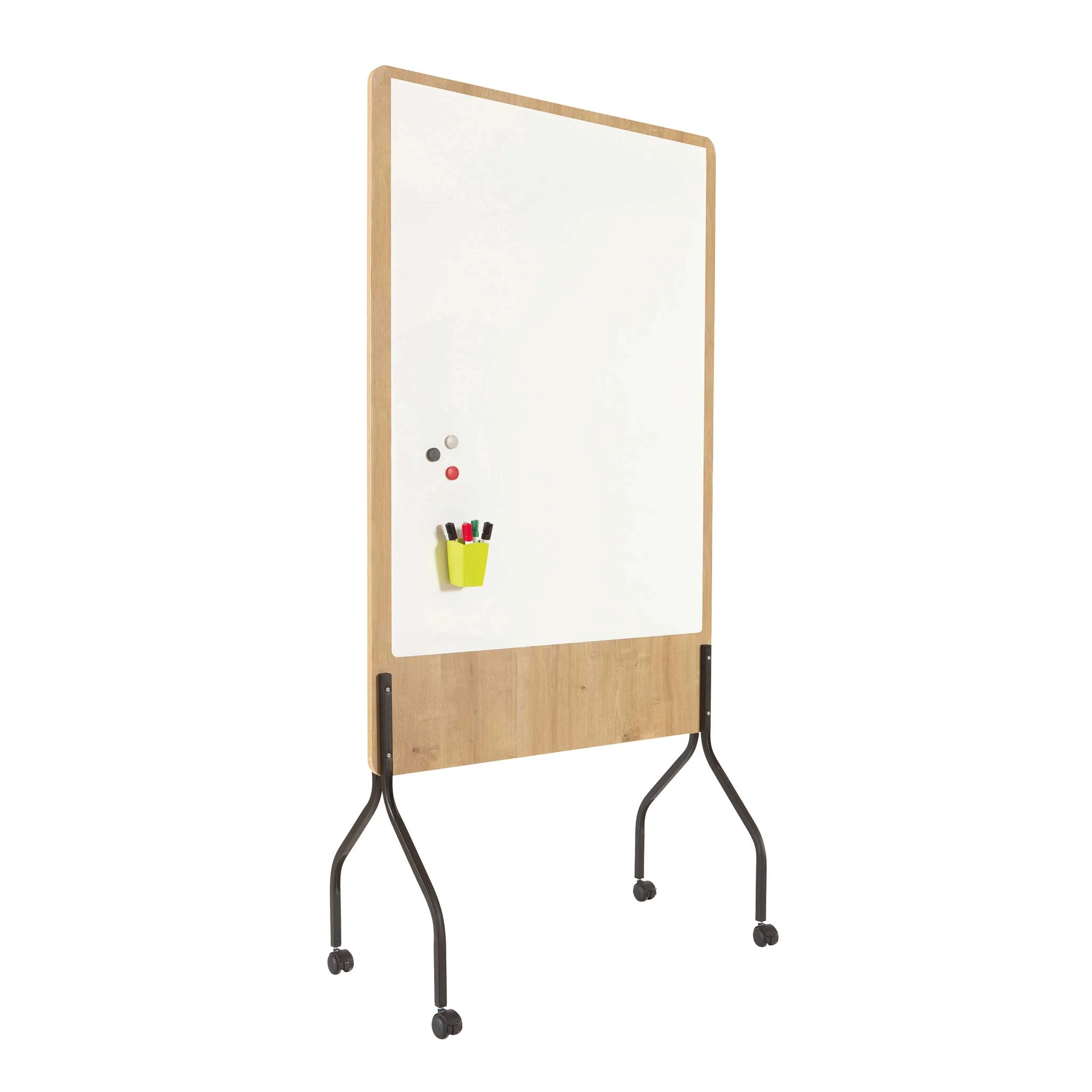 Whiteboard, Whiteboard mit Rahmen, magnetische Oberfläche, Gleiterfüße, Holzrahmen