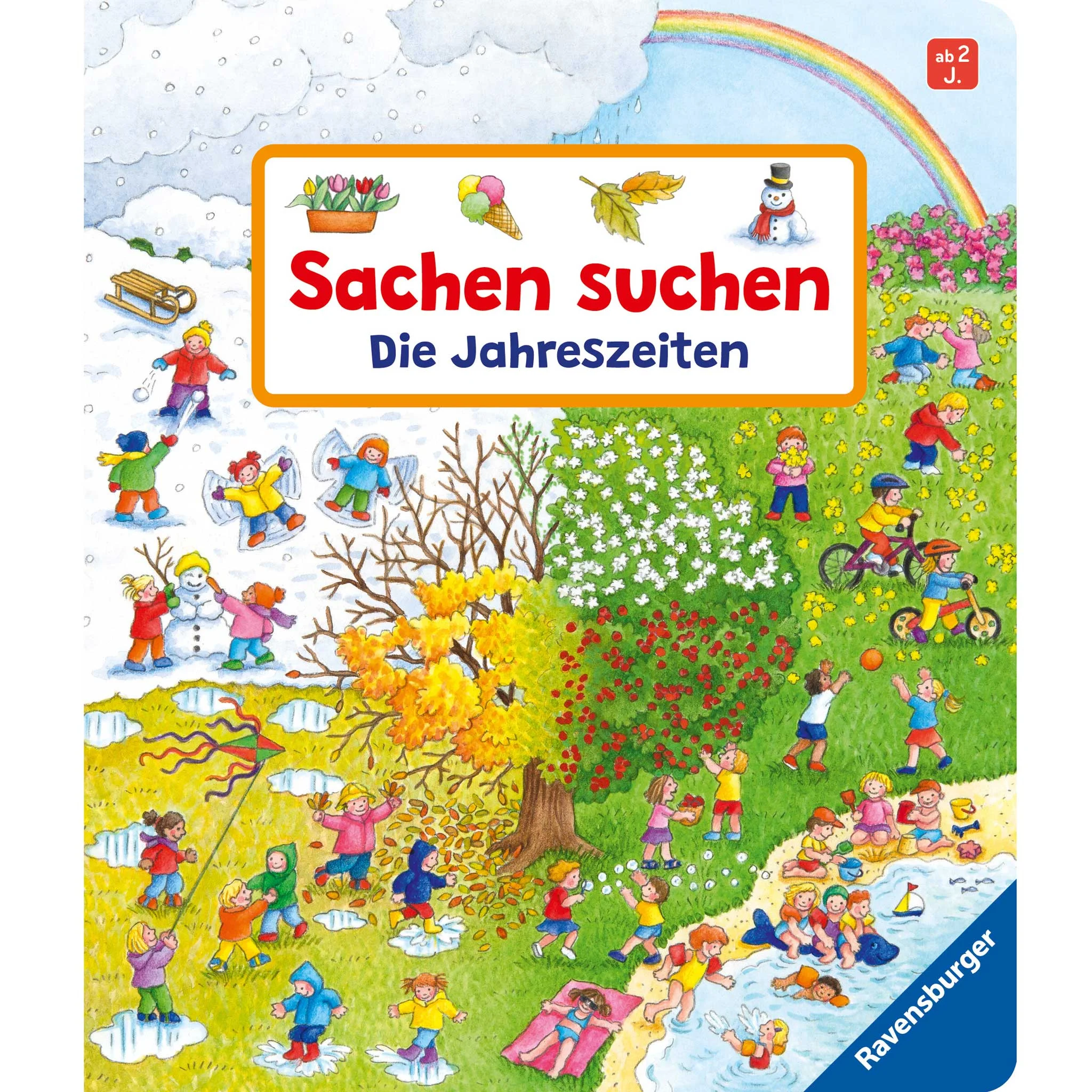 Kinderbuch, Jahreszeiten, Sachen suchen, Frühling Herbst, Illustrationen