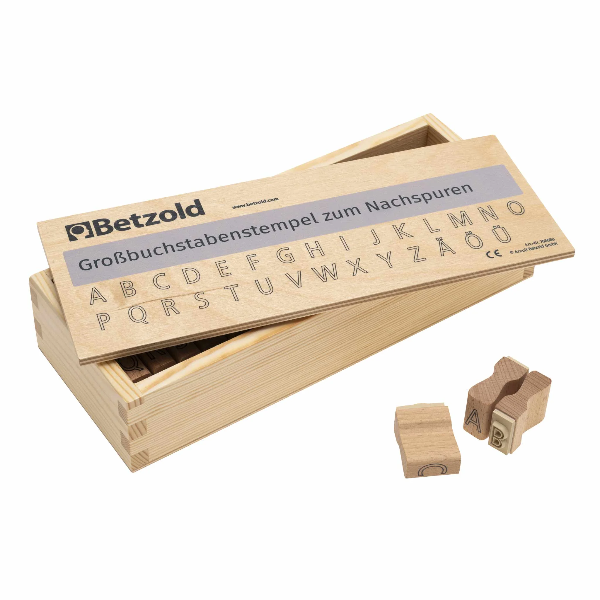 Holzstempel, Alphabetstempel, Buchstabenstempel, Großbuchstaben, Kinder Lernspielzeug